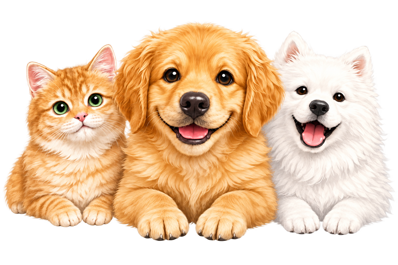 Shinba-chanの猫、ゴールデンレトリバー、白い犬